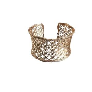 Kendra Scott, Candace wide cuff bracelet, gold plated medallion filigree NWOT.